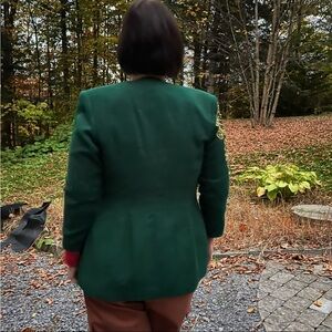 Elegant Green Women's Jacket all wool and embroidered blazer Vintage cardigan